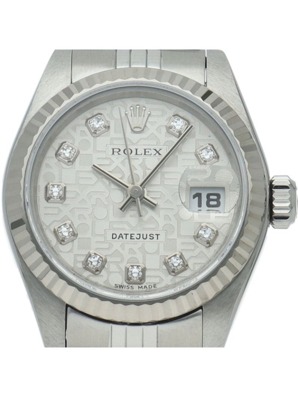 Rolex Datejust Watch Diamond Computer Dial Box 18k White Gold SS